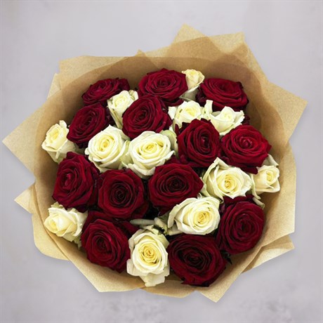 Букет из 21 розы Крафтовые розы - фото 5328