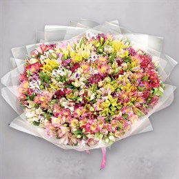 Букет цветов из ярких альстромерий, 101 шт