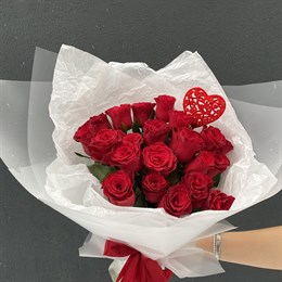 21 красная роза в букете цветов Моя любовь