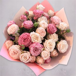Букет из 21 кустовой розы Розовая мечта