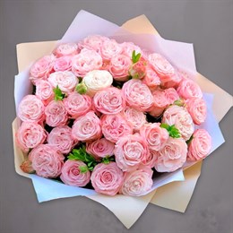 Букет из 21 пионовидной розы Розовый мусс